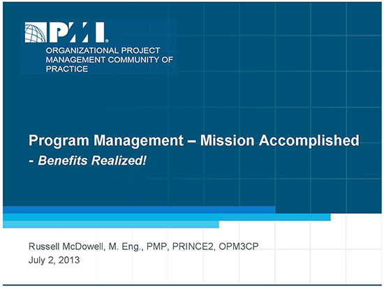 PMI OPM CoP Webinar Benefits Realized!